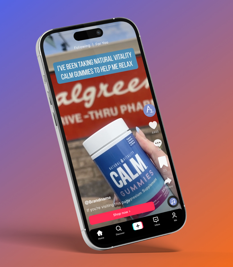 Shoppable creator video displayed on a mobile phone